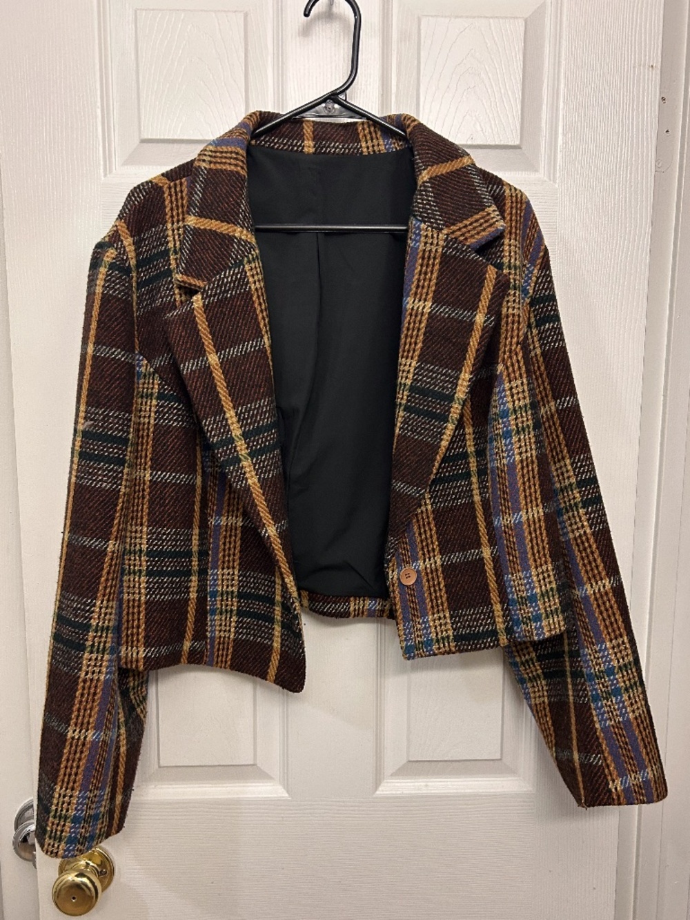 Cider Curve Plaid Skirt and Jacket Set